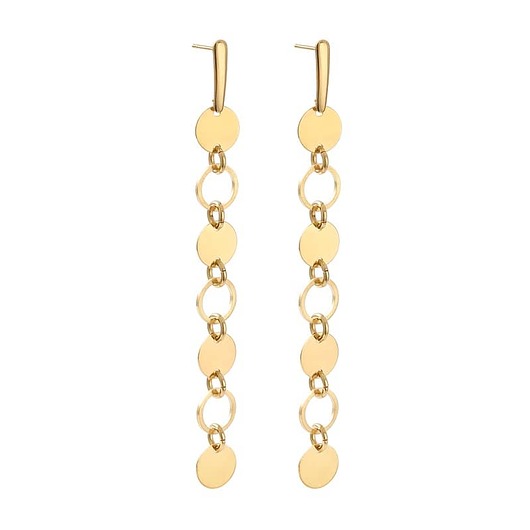 Długie kolczyki pozłacane z połączonych kół