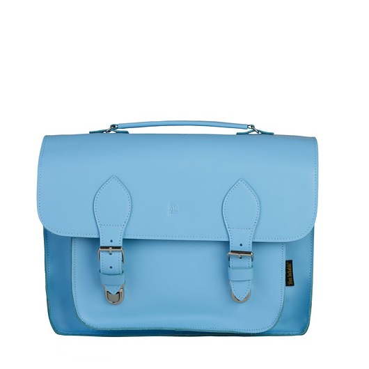 Niebieska torba skórzana na ramię i do ręki listonoszka Dalia