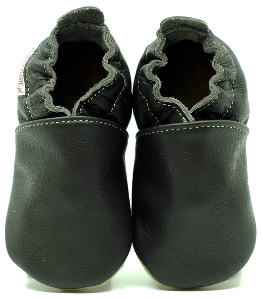 Gładkie czarne ekoTuptusie kapcie dziecięce