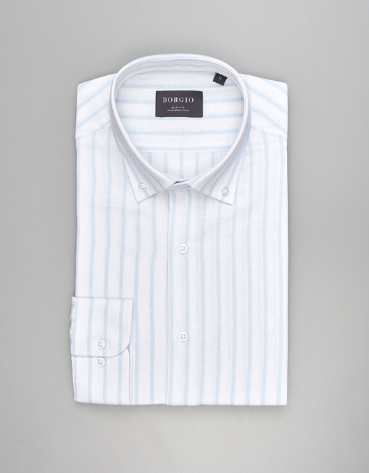 Koszula w paski passa 00544 długi rękaw biały slim fit