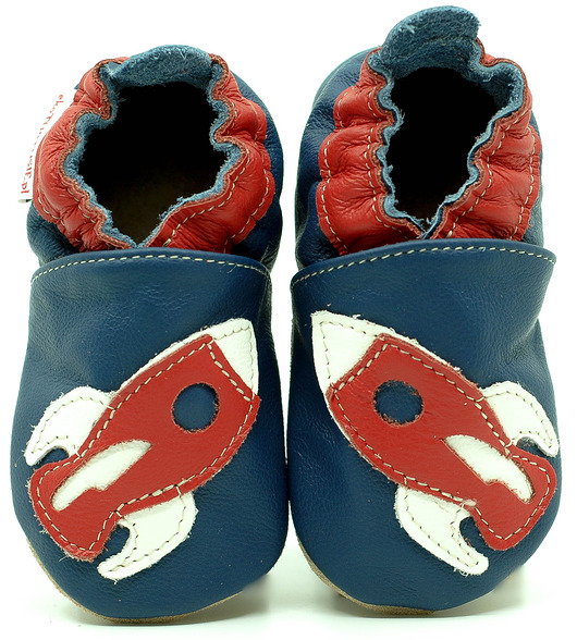 Czerwona rakieta na granacie ekoTuptusie kapcie dziecięce FASTER