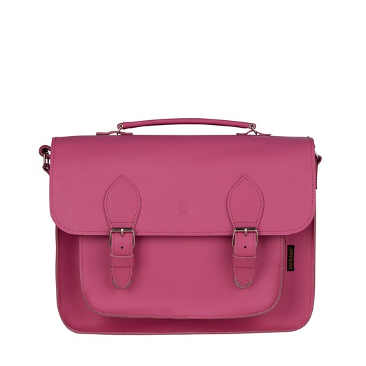 Różowa torba skórzana na ramię i do ręki listonoszka Dalia