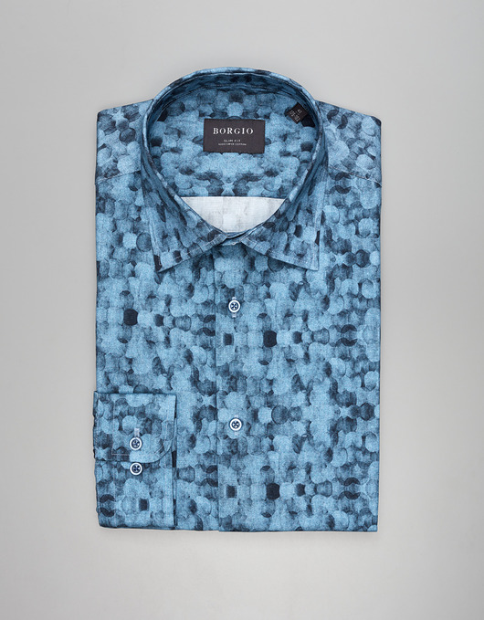 Koszula calimera 00542 długi rękaw granatowy slim fit