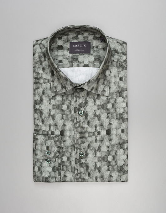 Koszula calimera 00541 długi rękaw zielony slim fit