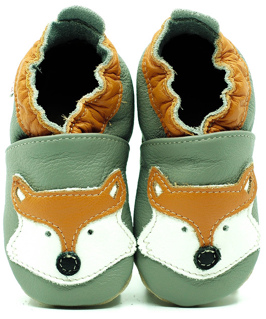 Lisek na szarym ekoTuptusie kapcie dziecięce FASTER