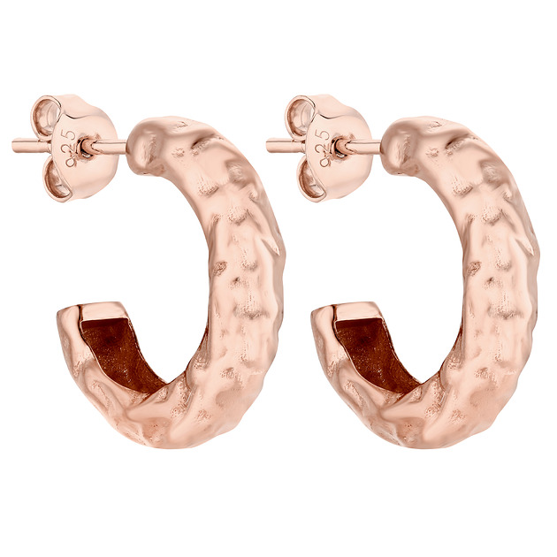 Kolczyki duże grube gniecione półkola z różowego złota