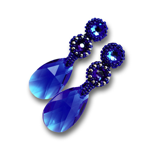 Majestic Blue I, kolczyki z kryształami Swarovskiego, beading