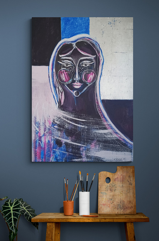 Obraz ręcznie malowany na płótnie 100x70 cm - Kosmiczna