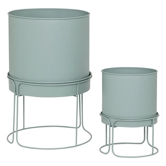 Kwietnik 2 szt. metalowy, szaro-niebieski Aze