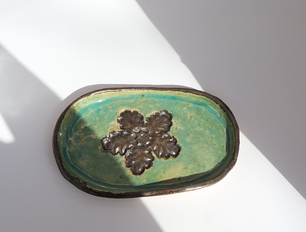 Mydelniczka, akcesoria do łazienki, ceramiczna, wzory, turkusowa