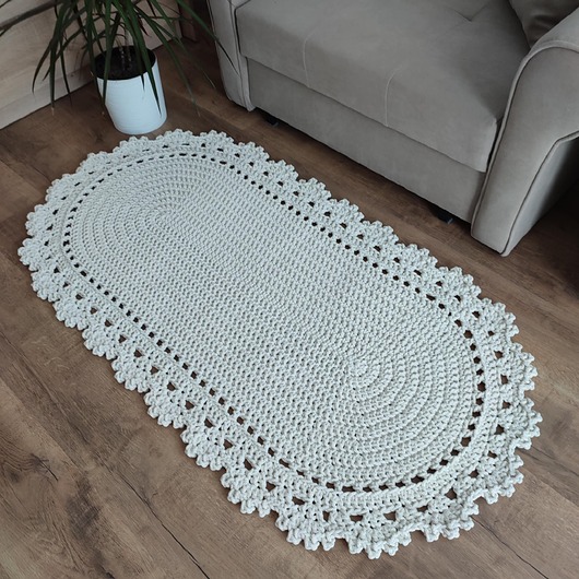 Dywan owalny szydełkowy ze sznurka 75cmx140cm