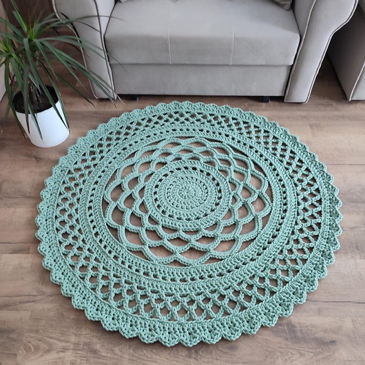 Dywan okrągły szydełkowy ze sznurka bawełnianego 110cm