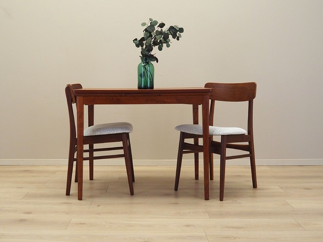 Komplet dwóch krzeseł tekowych, duński design, lata 70, produkcja: Dania
