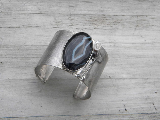 Agat - perła - granat - BRANSOLETA MANKIET - CUFF