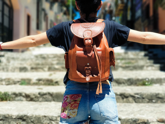 Plecak skórzany ręcznie robiony Viajero Mały z grubej skóry na weekend