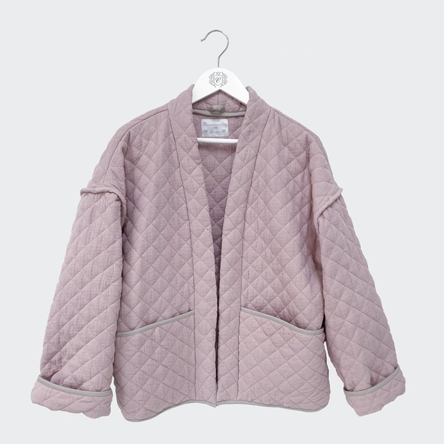 Pikowana kurtka kimono pudrowy róż