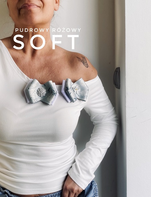 Brosza z kolekcji SOFT z satynowymi wstążkami kwiatowymi New