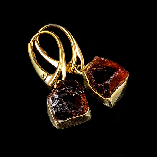Kolczyki pozłacane bursztynowe cytryny