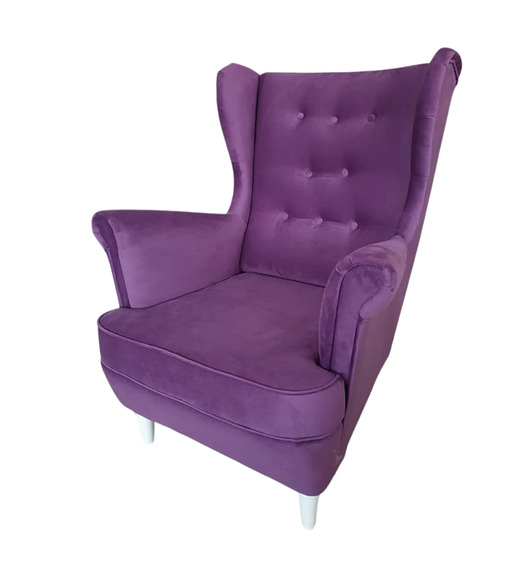 Fotel uszak Casablanca fioletowy plusz do salonu sypialni