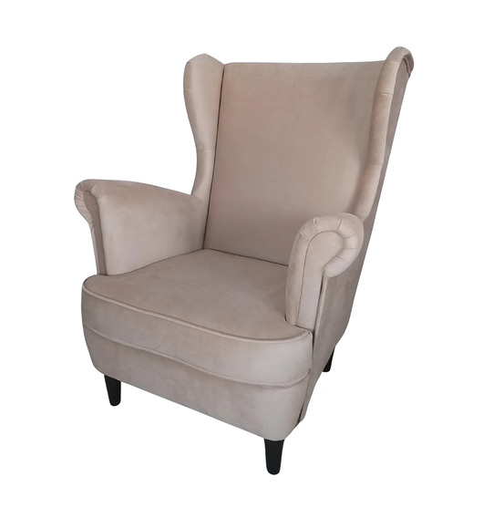 Fotel uszak Casablanca beżowy plusz do salonu sypialni