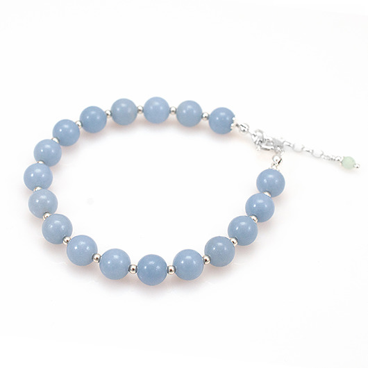 Błękitna bransoletka angelit 8mm srebro