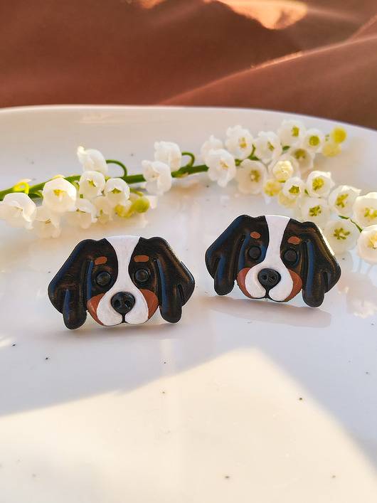 Kolczyki pieski, z podobizną appenzellera, pies szwajcarski pasterski