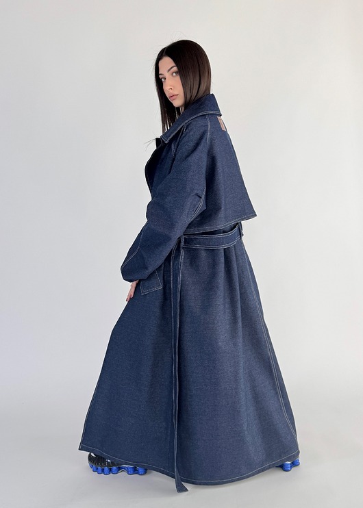 Trencz maxi oversize denim dark blue