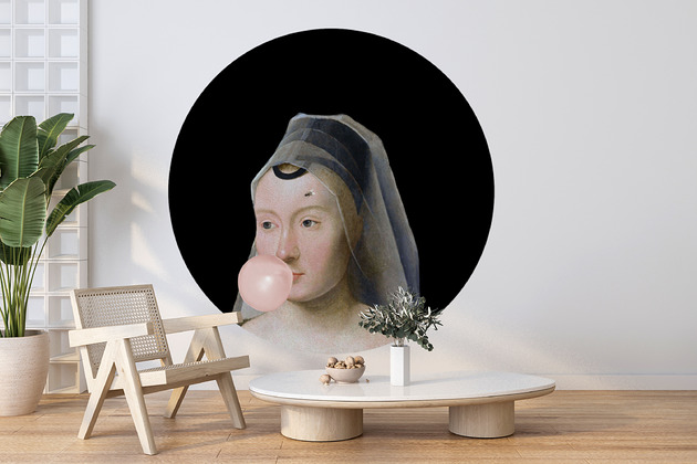 Mural DOTS Młoda kobieta w welonie- okrągła dekoracja ścienna