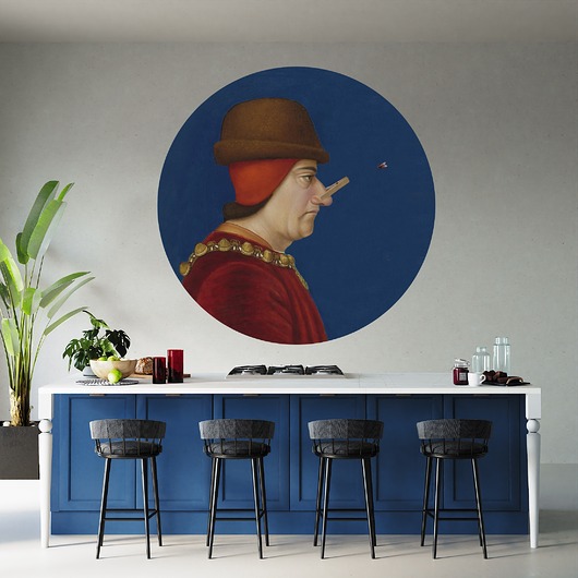 Mural DOTS Mężczyzna z żabką- okrągła dekoracja ścienna