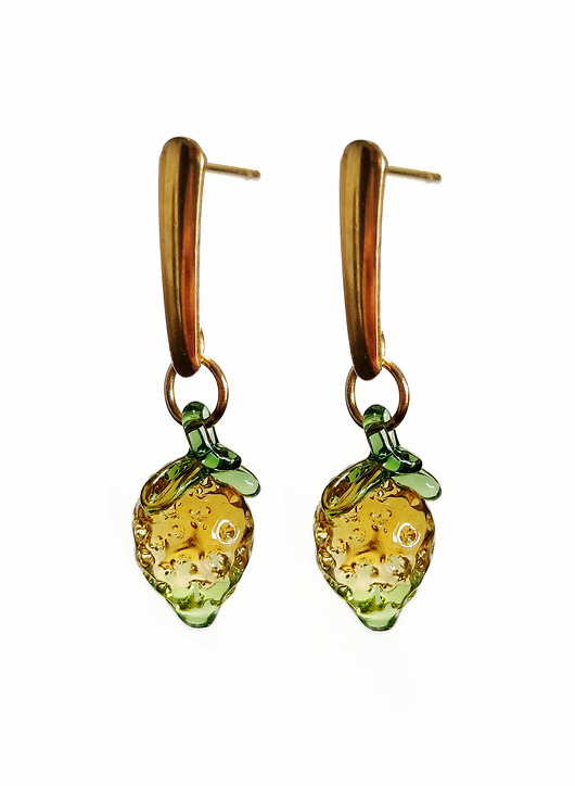 Szklane kolczyki cytryny Sweets - sztyfty