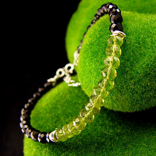 Bransoleta Amulet - Oliwin Turmalin Srebro