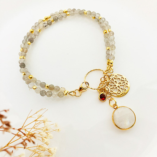 Podwójna Bransoletka LABRADORYT , kamienie