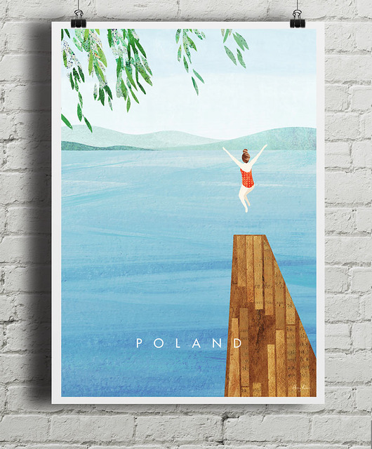 Polska - lato nad jeziorem - plakat art giclee
