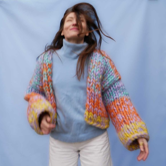 Kolorowy kardigan 100% WEŁNA