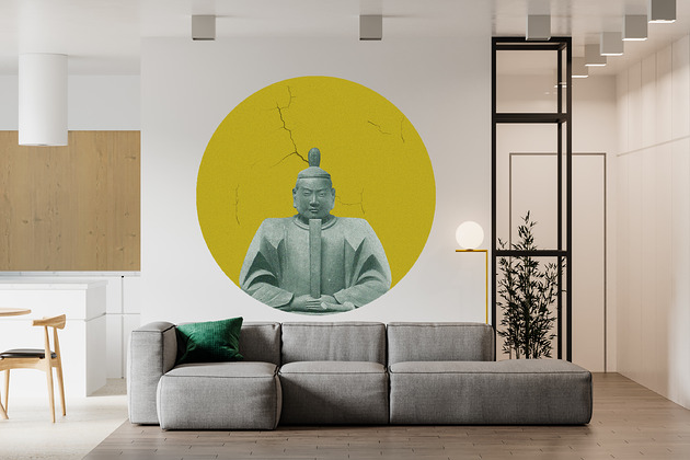 Mural DOTS Kusonoki MIODOWY- okrągła dekoracja ścienna