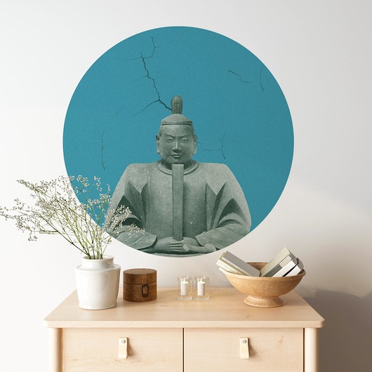 Mural DOTS Kusonoki NIEBIESKI- okrągła dekoracja ścienna
