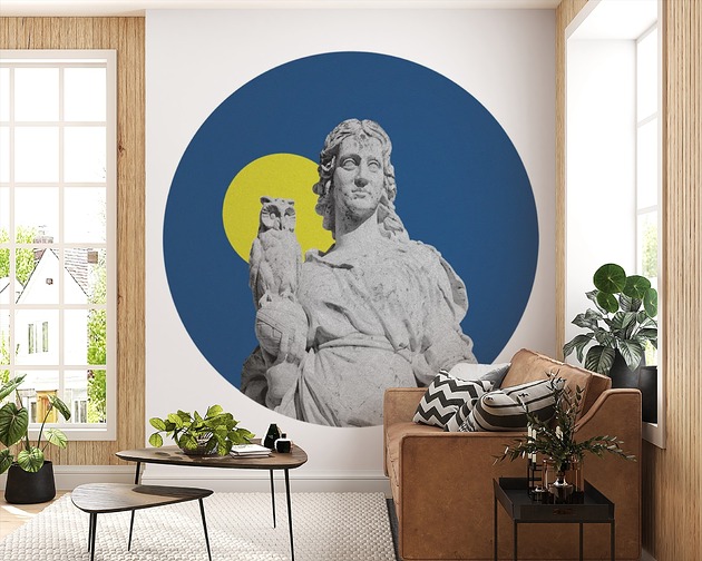 Mural DOTS Sowa z księżycem- okrągła dekoracja ścienna