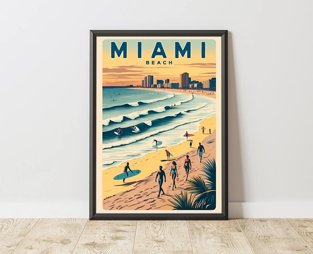 PLAKAT dekoracyjny retro, miami beach poster