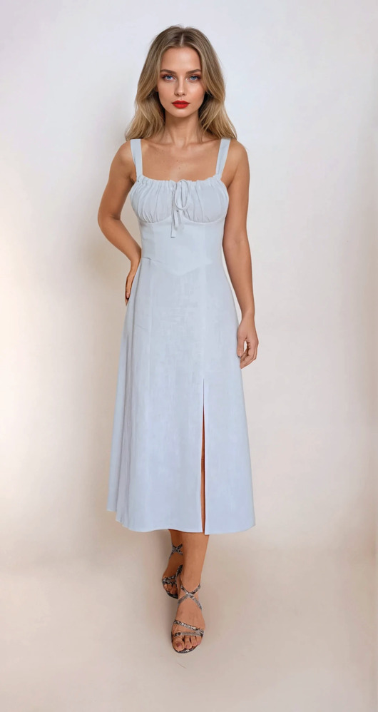 Sukienka Livia - 100% naturalny len, biała