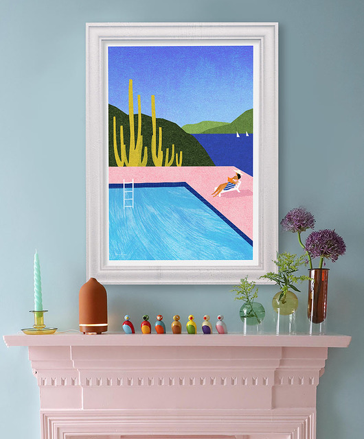 Lato nad basenem - plakat fine art