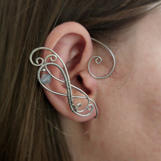 Nausznica zausznica błękitny topaz wire wrapping