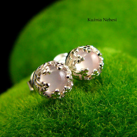 Kolczyki Sztyfty Lea - Różowy Kwarc Srebro