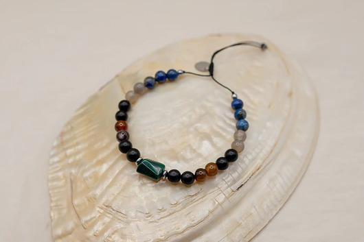 Bransoletka Męska Malachit Agat Lapis Lazuli