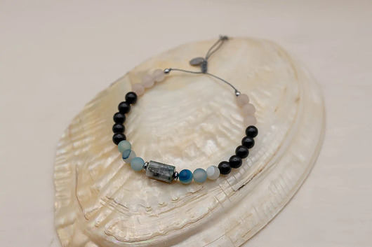 Bransoletka Męska Szmaragd Agat Kwarc Różowy