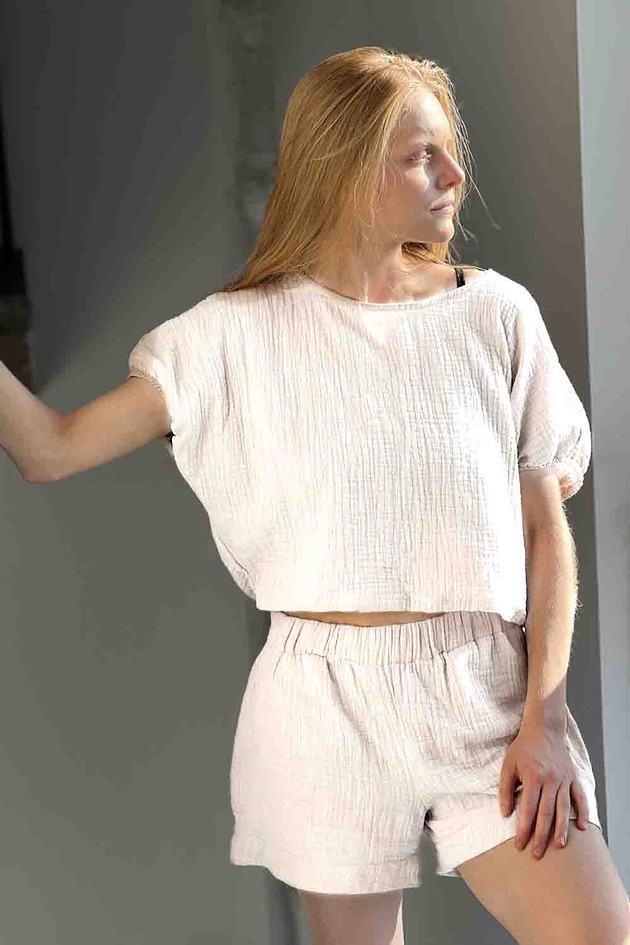 Oversizowy Top lniany muslin