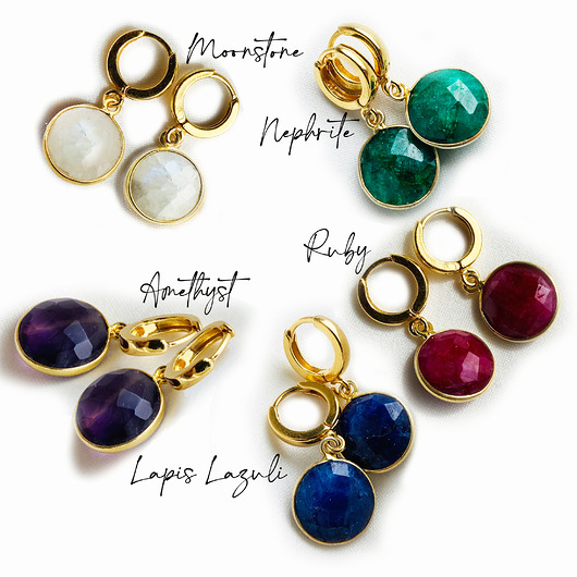 Kolczyki z kamieniami, srebro pozłacane