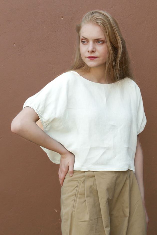 Lniany top BLISS nietoperz