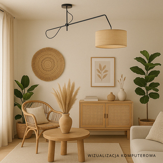Czarna lampa sufitowa na wysięgniku w stylu boho RIO BOHO