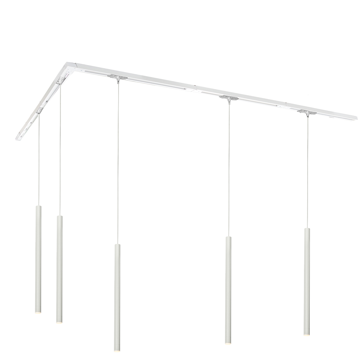 QAZQA Nowoczesny system oświetlenia szynowego z 5 lampami wiszącymi biały 1-fazowy - Iconic Frini