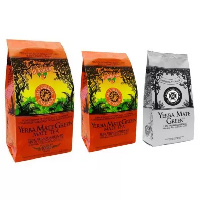 Mate Green Yerba Mate: Mas Energia Guarana + Despalada + Mas Energia Guarana Zestaw 1 kg + 2 x 200 g